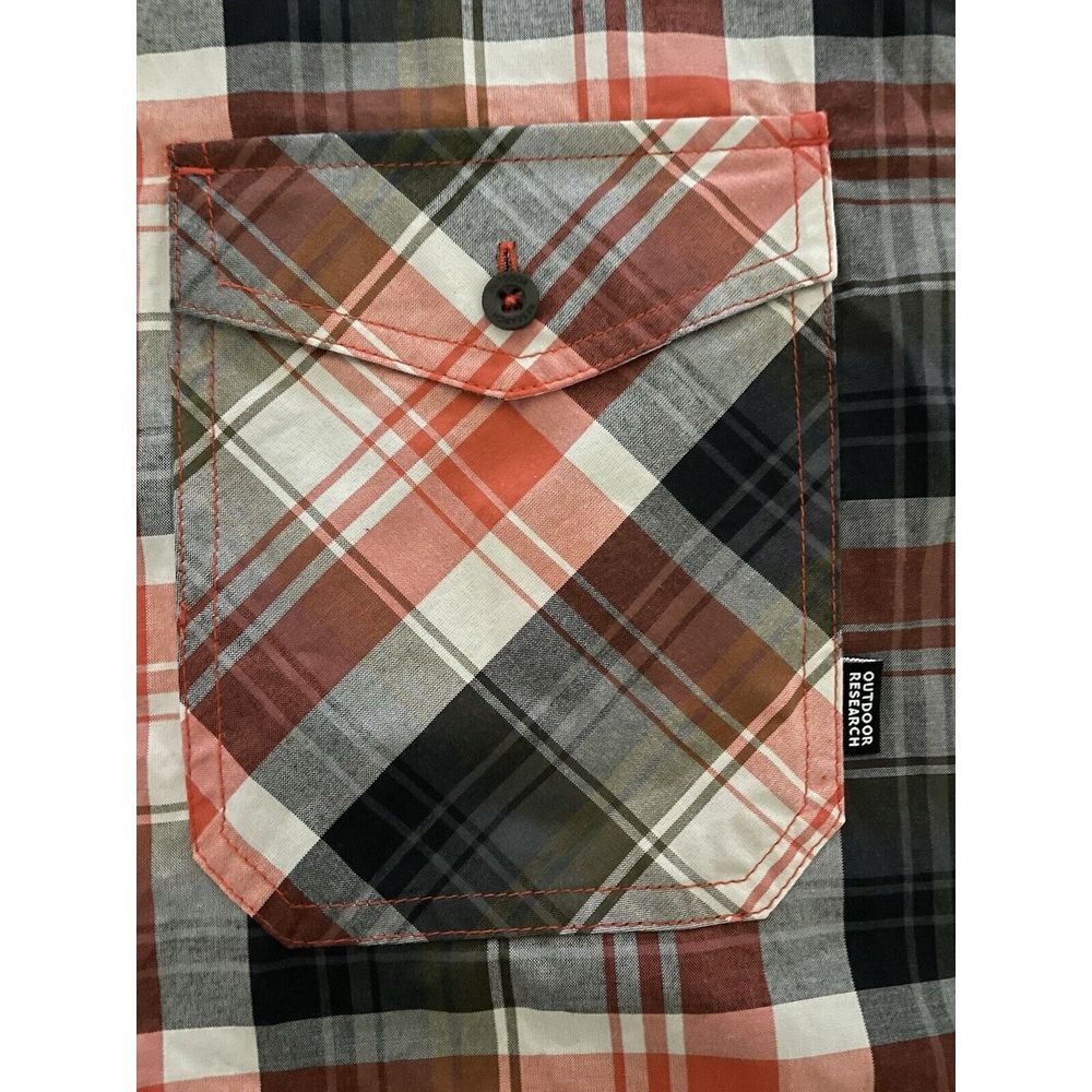 MENS OUTDOOR RESEARCH LARGE PLAID SEAPINE CAMP TRAIL HIKE BUTTON UP SHIRT - Picture 6 of 7